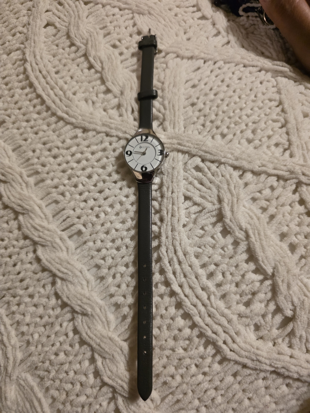 Silpada Black Leather-Strap Women's Watch with White Dial